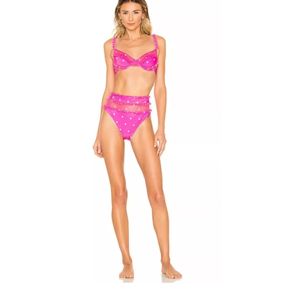 For Love & Lemons Tutti Frutti Medium Top and Small Bottom Pink Dot